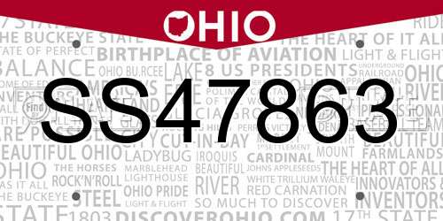 SS47863 Ohio License Plate