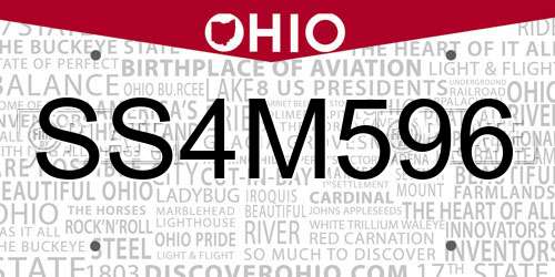 SS4M596 Ohio License Plate