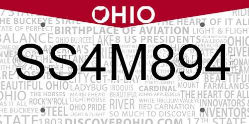 SS4M894 Ohio License Plate