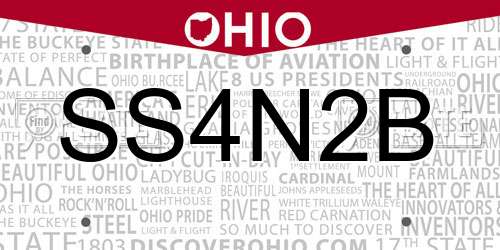 SS4N2B Ohio License Plate