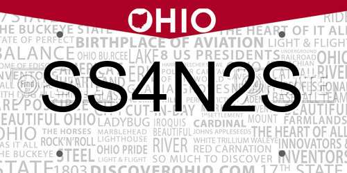 SS4N2S Ohio License Plate