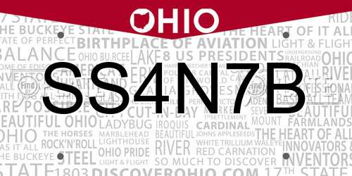 SS4N7B Ohio License Plate