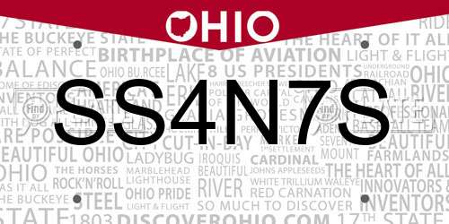 SS4N7S Ohio License Plate