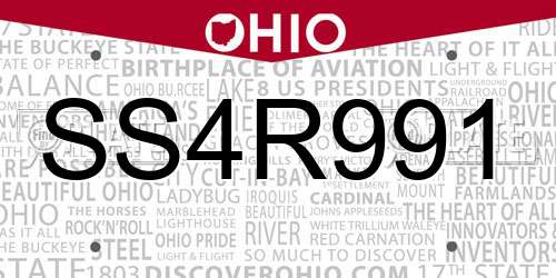 SS4R991 Ohio License Plate