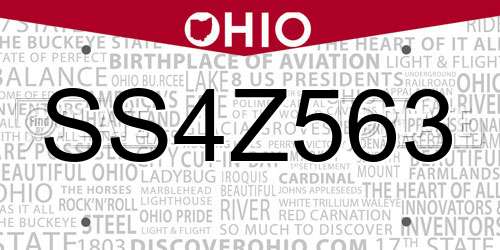 SS4Z563 Ohio License Plate