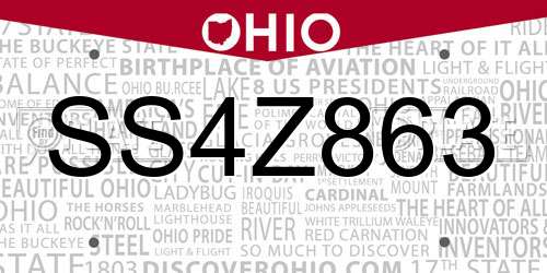 SS4Z863 Ohio License Plate