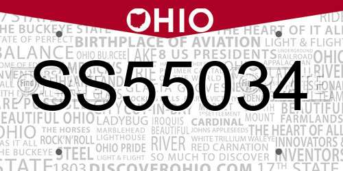 SS55034 Ohio License Plate