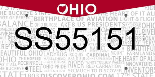 SS55151 Ohio License Plate