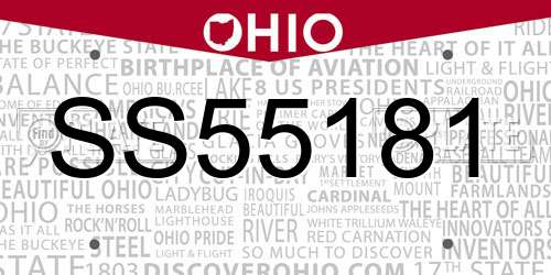 SS55181 Ohio License Plate