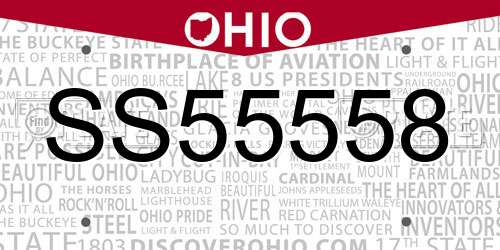 SS55558 Ohio License Plate