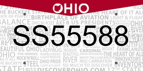 SS55588 Ohio License Plate