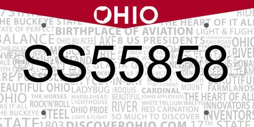 SS55858 Ohio License Plate