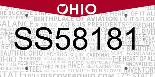 SS58181 Ohio License Plate