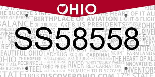SS58558 Ohio License Plate