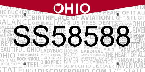 SS58588 Ohio License Plate