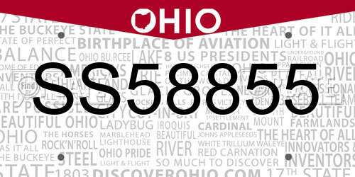 SS58855 Ohio License Plate