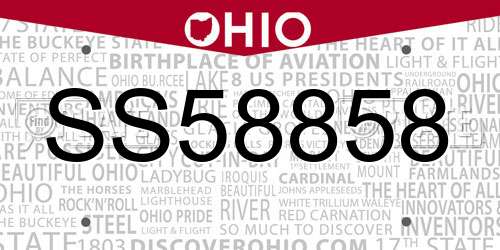 SS58858 Ohio License Plate