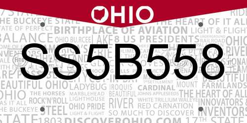 SS5B558 Ohio License Plate