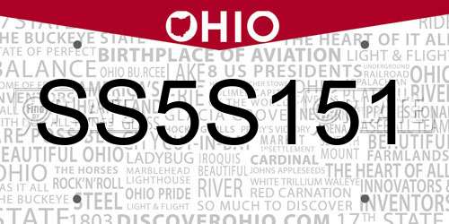 SS5S151 Ohio License Plate