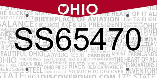 SS65470 Ohio License Plate