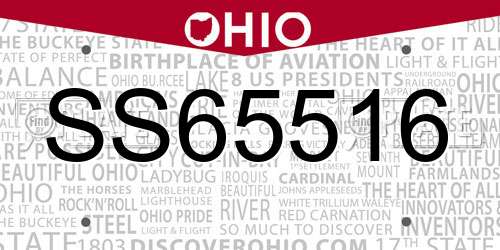 SS65516 Ohio License Plate