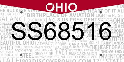 SS68516 Ohio License Plate