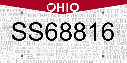 SS68816 Ohio License Plate