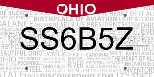 SS6B5Z Ohio License Plate
