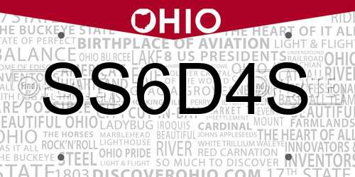 SS6D4S Ohio License Plate