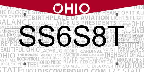 SS6S8T Ohio License Plate