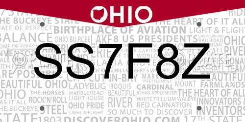SS7F8Z Ohio License Plate