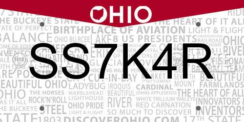 SS7K4R Ohio License Plate