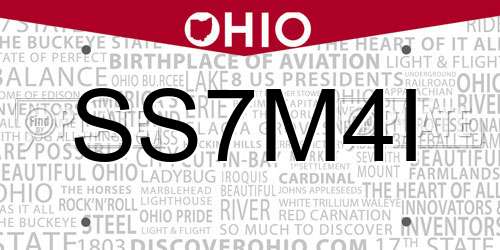 SS7M4I Ohio License Plate