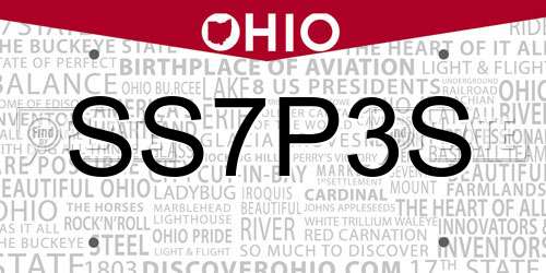 SS7P3S Ohio License Plate
