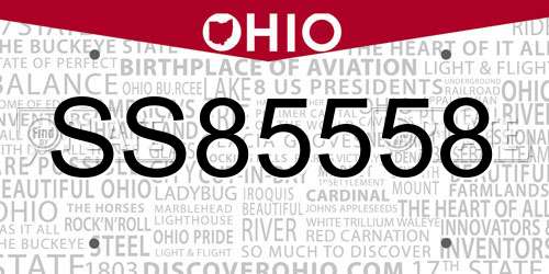 SS85558 Ohio License Plate