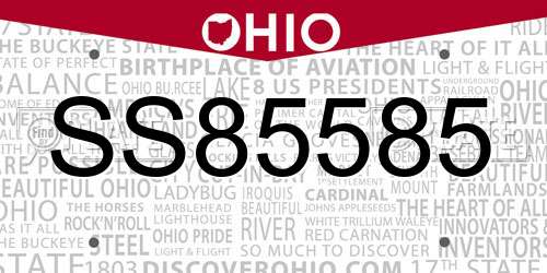 SS85585 Ohio License Plate