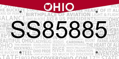 SS85885 Ohio License Plate