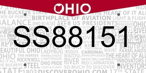 SS88151 Ohio License Plate