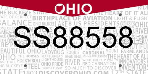 SS88558 Ohio License Plate