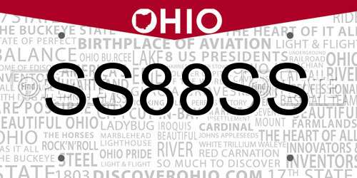 SS88SS Ohio License Plate