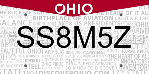 SS8M5Z Ohio License Plate