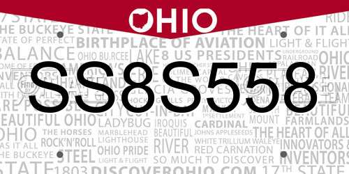 SS8S558 Ohio License Plate