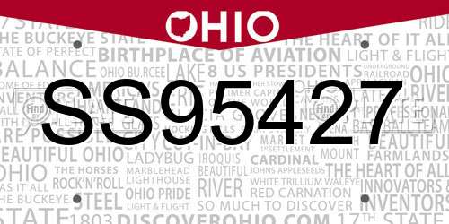 SS95427 Ohio License Plate