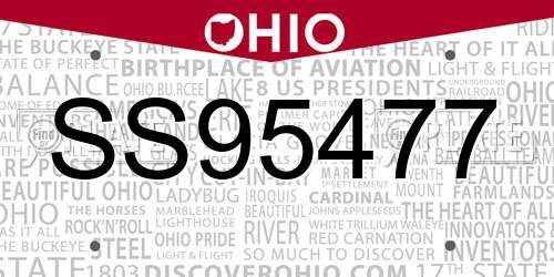 SS95477 Ohio License Plate