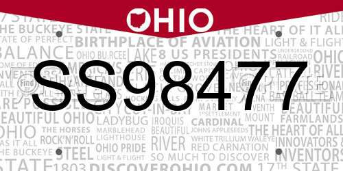 SS98477 Ohio License Plate