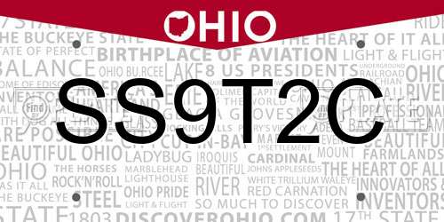 SS9T2C Ohio License Plate