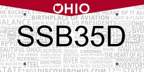 SSB35D Ohio License Plate
