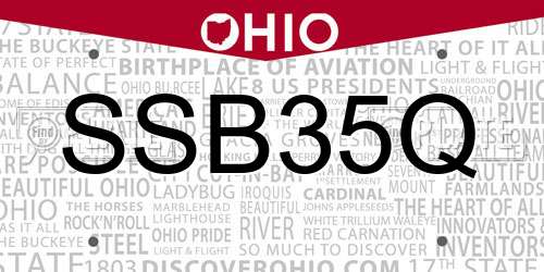 SSB35Q Ohio License Plate
