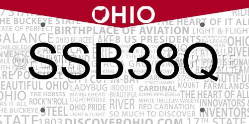 SSB38Q Ohio License Plate
