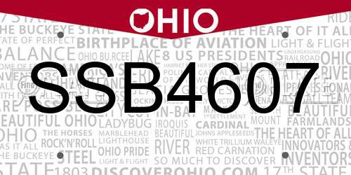 SSB4607 Ohio License Plate